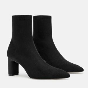 Zara Black Fabric Heeled Ankle Boots